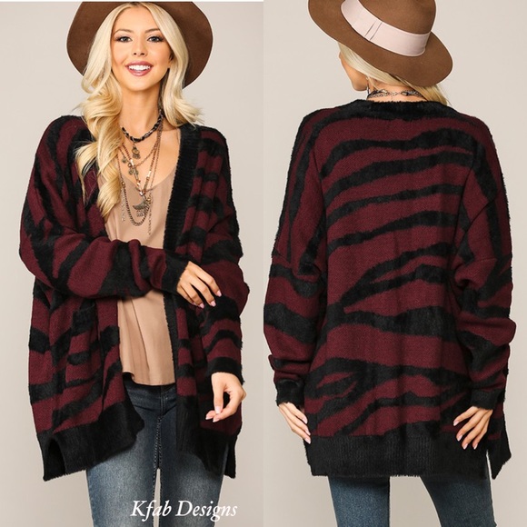 ❤️LAST 2! Super Soft Zebra Pattern Slouchy Cardigan w/Pockets! - Picture 8 of 8